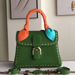 Delvaux Green Brillant MM Metal Stitch Bag