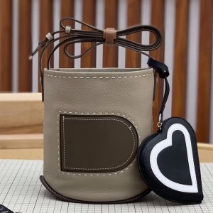 Delvaux Pin Mini Bucket Bag In Tourterelle Resistant Leather