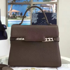 Delvaux Tempete MM Satchel In Fog Togo Leather