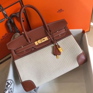 Hermes Birkin 30cm Bag In Toile H Canvas With Barenia Leather