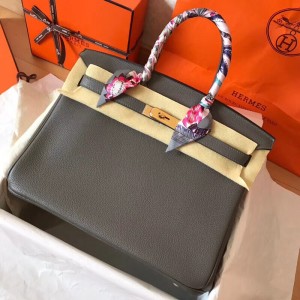 Hermes Ardoise Birkin 35cm Clemence Handmade Bag
