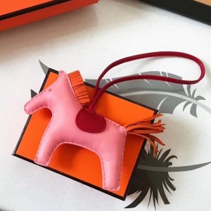 Hermes Rodeo Horse Bag Charm In Pink/Red/Orange Leather