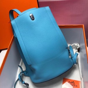 Hermes GR24 Backpack In Blue Everycolor Calfskin