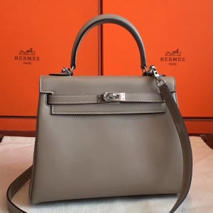 Hermes Swift Kelly 25cm Retourne Handmade Grey Bag