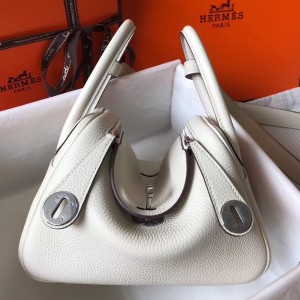 Hermes Mini Lindy Bag In White Clemence Leather