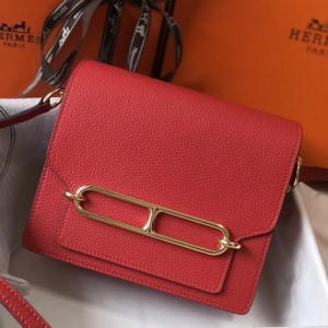 Hermes Mini Sac Roulis 18cm Bag In Red Evercolor Calfskin