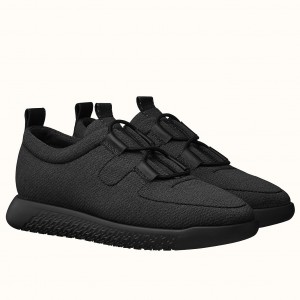 Hermes Team Sneakers In Black Double-sided Technical Mesh