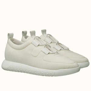 Hermes Team Sneakers In White Double-sided Technical Mesh