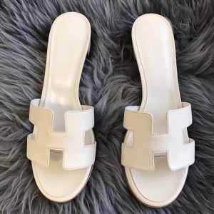 Hermes White Epsom Oasis Sandals