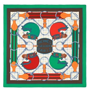 Hermes Green Tatersale Cashmere Scarf 140cm