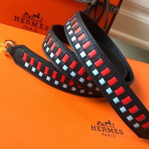 Hermes Noir Tressage Cuir 25MM Bag Strap
