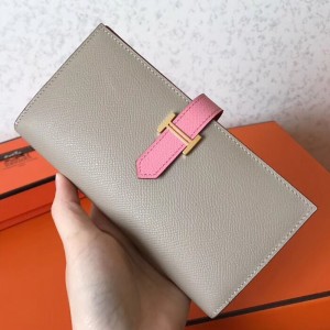 Hermes Bi-Color Epsom Bearn Wallet Grey/Pink