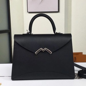 Moynat Gabrielle 31cm Bag In Black Epsom Leather