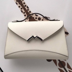 Moynat Gabrielle Clutch Bag In White Epsom Leather