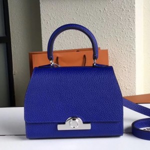 Moynat Mini Rejane 20cm Bag In Blue Leather