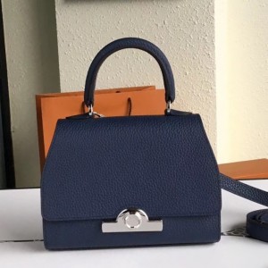 Moynat Mini Rejane 20cm Bag In Blue Royale Leather