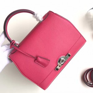 Moynat Petite Rejane 26cm Bag In Rose Shocking Leather