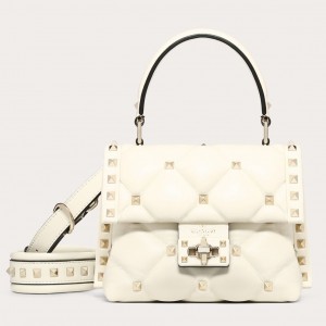 Valentino Candystud Mini Handbag In White Lambskin