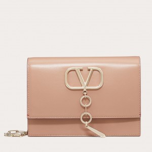 Valentino Vcase Small Chain Bag In Nude Calfskin