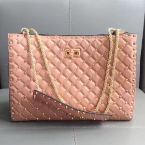 Valentino Pink Rockstud Spike Tote Bag