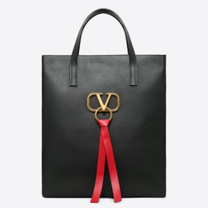 Valentino Garavani Black Large N/S Vring Shopper Bag