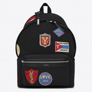 Saint Laurent Black City Backpack With Patches