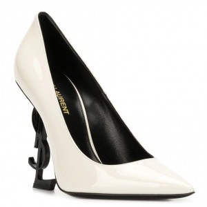 Saint Laurent Opyum 110 pumps In White Patent Leather