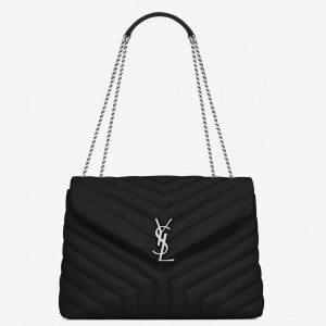Saint Laurent Loulou Medium Bag In Noir Matelasse Leather