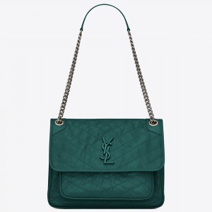 Saint Laurent Medium Niki Bag In Turquoise Vintage Leather