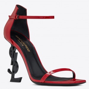 Saint Laurent Opyum 110 Sandals In Red Palent Leather