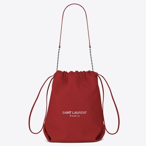 Saint Laurent Red Teddy Drawstring Bag