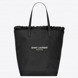 Saint Laurent Teddy Shopping Bag In Raffia