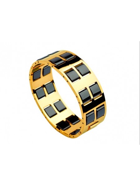 Bvlgari Double row black Full-circle ceramic bangle in yellow gold