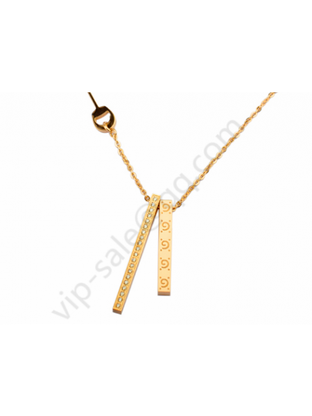 Gucci two Cuboid temperament yellow gold  necklace with diamond