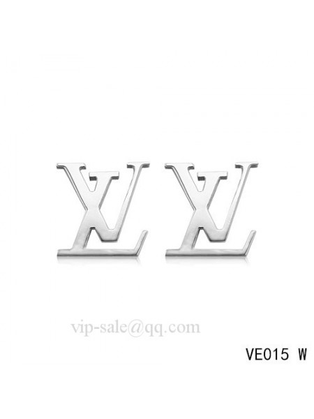 Louis Vuitton " LV " logo earrings in white