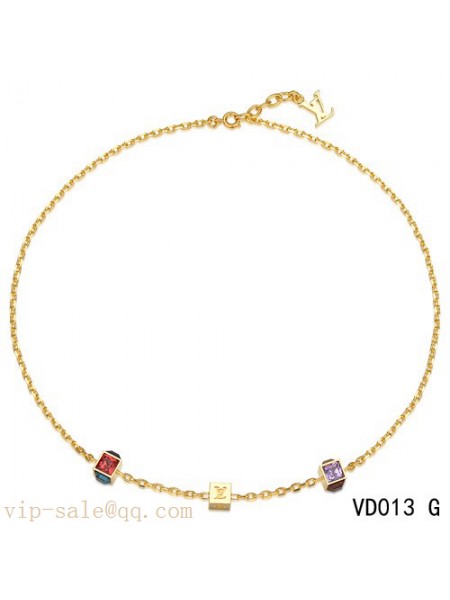 Louis Vuitton yellow gold plated collier gamble chain necklace