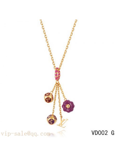 Louis Vuitton Dice Flower Motif Brass Choker Necklace in yellow gold