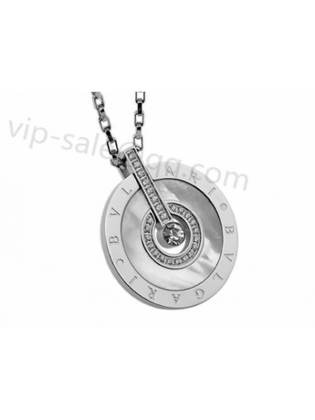 Bvlgari Necklace in 18kt White Gold with Diamonds and Mother of Pearl
