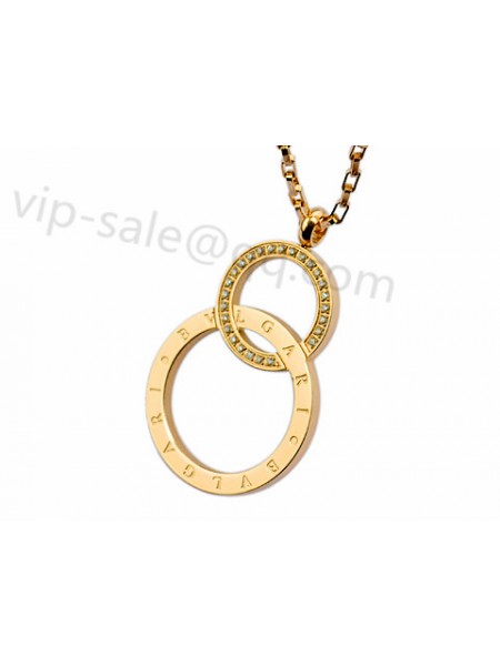 Bvlgari Two Rings Necklace in 18kt Yellow Gold with Diamonds