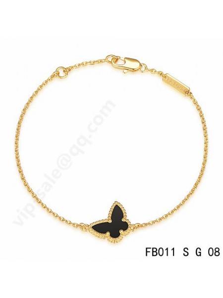 Van Cleef & Arpels Sweet Alhambra Butterfly bracelet in yellow gold with Onyx