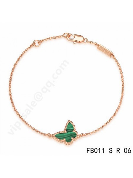 Van Cleef & Arpels Sweet Alhambra Butterfly bracelet in pink gold with Malachite