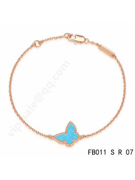 Van Cleef & Arpels Sweet Alhambra Butterfly bracelet in pink gold with Turquoise