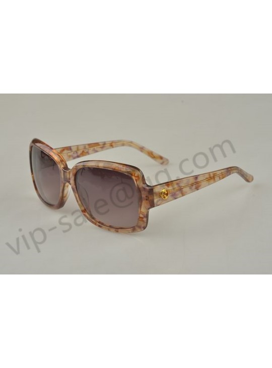 Gucci large rectangle frame sunglasses with brown agate patterns