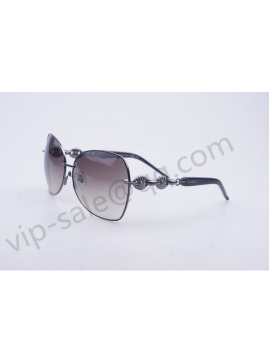 Gucci medium butterfly silver frame sunglasses with diamonds