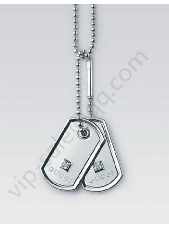Gucci Double Small Dog Tag Necklaces(Platinum)