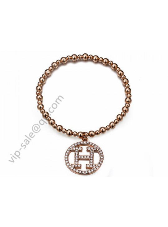 Cheap Hermes H in pink gold beads bracelet