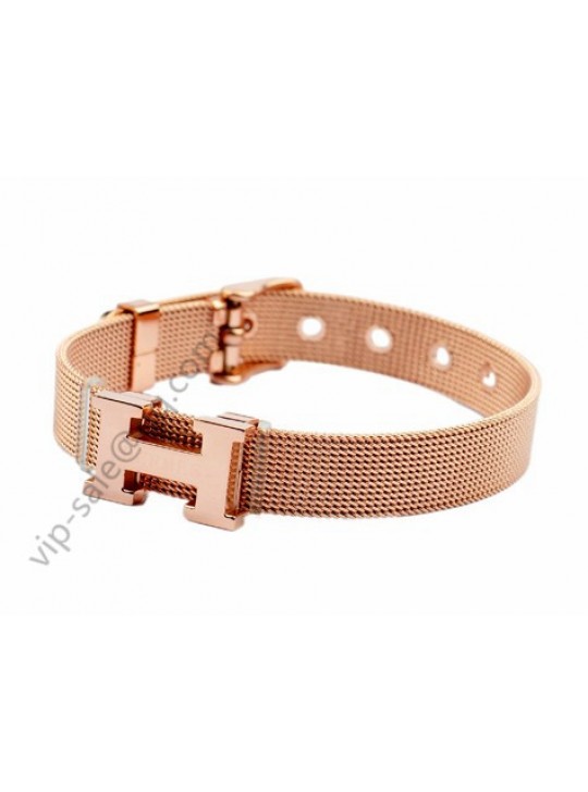 Hermes H logo Belt Shape in pink gold bracelet