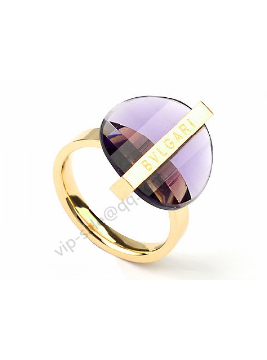 Bvlgari Ring in 18kt Yellow Gold with Amethyst Crystal