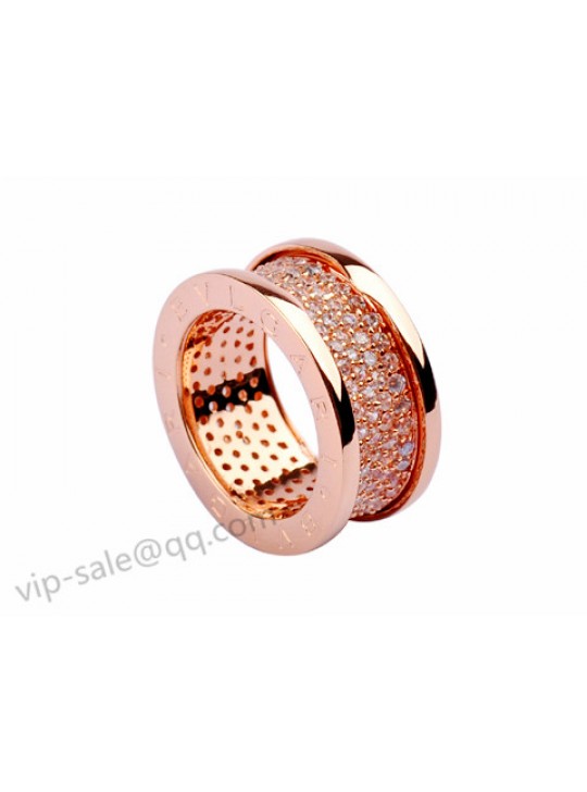 Bvlgari B.zero1 Ring in 18kt Pink Gold with Pave Diamonds
