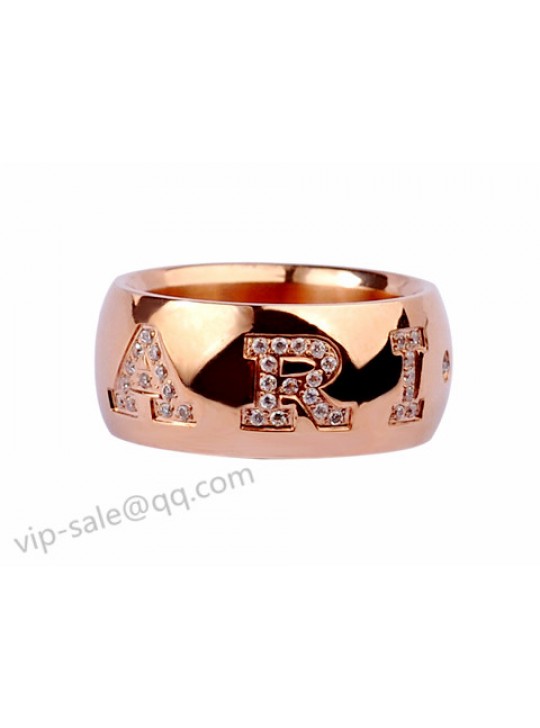 Bvlgari MONOLOGO Ring in 18kt Pink GOLD with Pave Diamonds